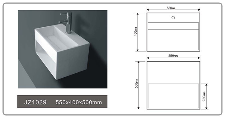 Solid Surface Wall-hung Bathroom Basin JZ1029