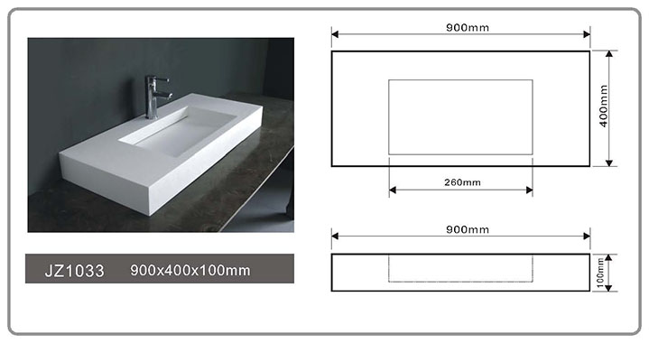 Solid Surface Wall Mount Bathroom Sink JZ1033